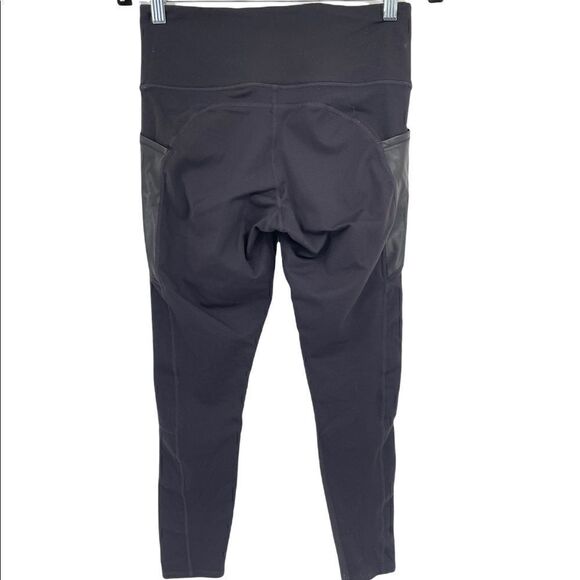 Athleta Faux Leather High Rise Workout Chic Legging Pants w Pockets - Picture 2 of 5